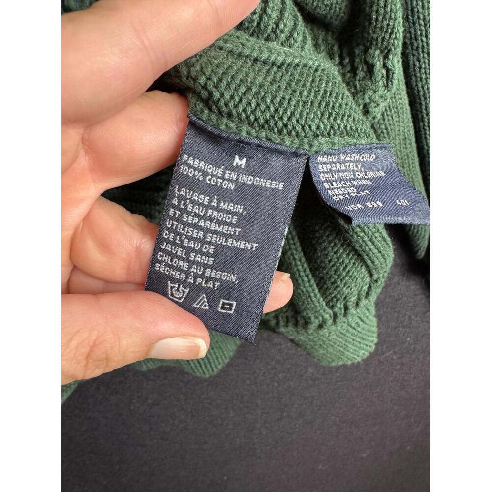 Nautica Chunky Knit Cotton Grandpa Sweater Green Medium Classic - Picture 7 of 9